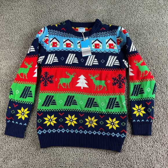 Aldis Christmas Sweater Mens S Blue 2023 Limited Fair Isle Acrylic Pullover NEW - Picture 2 of 11